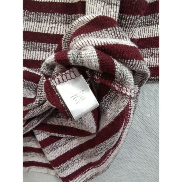 Christopher & Banks Womens Medium 3/4‎ Sleeve Striped Pullover Burgundy Blouse - Picture 8 of 9